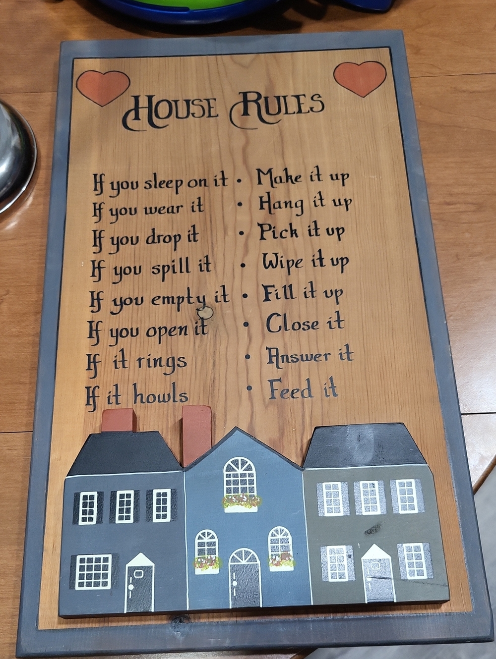 House Rules Wall Plaque - Blue and Gray Home Accent